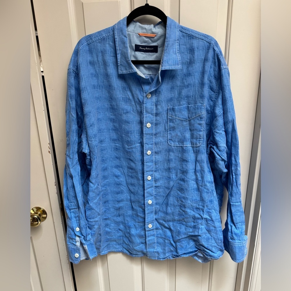 Tommy Bahama Linen Plaid Long Sleeve Button Down